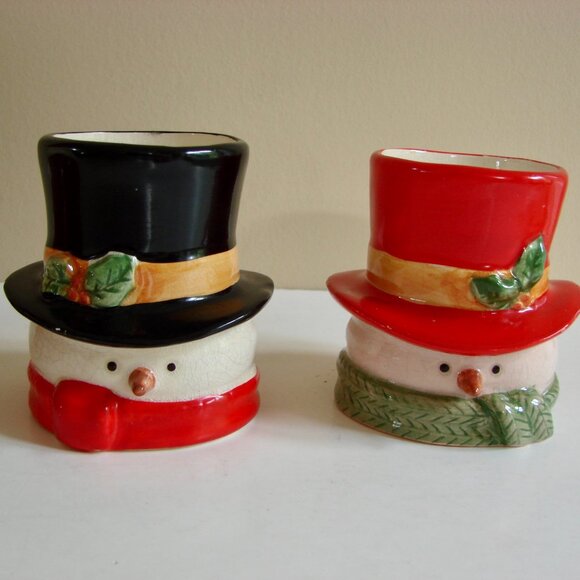 4 Christmas Candle Votive Tealight Holders Santa Snowmen Angel - Picture 7 of 11